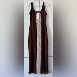 NWT Size L - Palmacea Fara Brown/Ivory Textured Maxi Dress